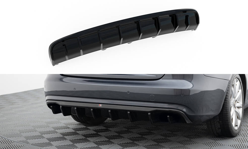 Diffusor Heck Ansatz für Audi A4 B8 Facelift (Version ohne Auspuff) schwarz Hochglanz