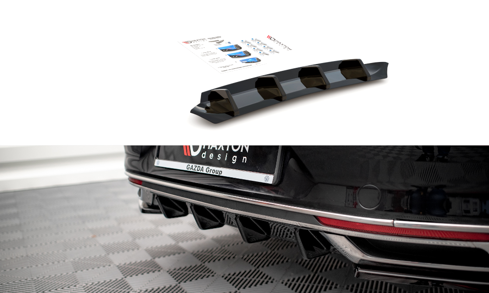 Diffusor Heck Ansatz für VW Passat B8 Facelift schwarz Hochglanz