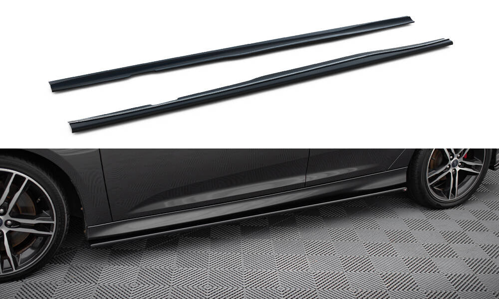 Seitenschweller Ansatz für Ford Focus ST / ST-Line Mk3 / Mk3 FL Hatchback / Kombi schwarz Hochglanz