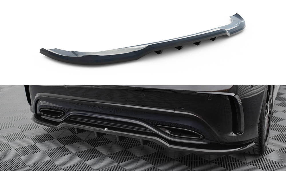 Mittlerer Cup Diffusor DTM Look Heck Ansatz für Mercedes-Benz A AMG-Line W176 Facelif schwarz Hochglanz