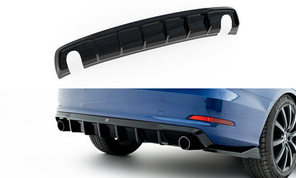 Diffusor Heck Ansatz für Audi A3 Limousine 8V  (Einzelauspuff li. re.)
