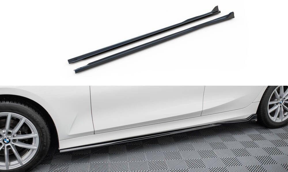 Seitenschweller Ansatz für BMW 3er Limousine / Touring G20 / G21 Facelift schwarz Hochglanz