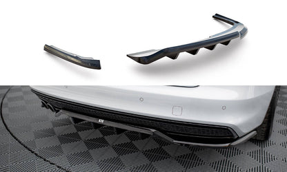 Mittlerer Cup Diffusor DTM Look Heck Ansatz für Audi A4 Competition B8 Facelift schwarz Hochglanz