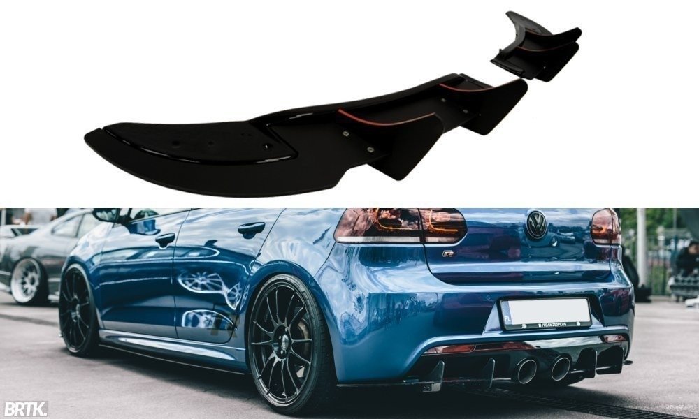 Heck Ansatz Flaps Diffusor für VW GOLF 6 R (CNC) schwarz Hochglanz