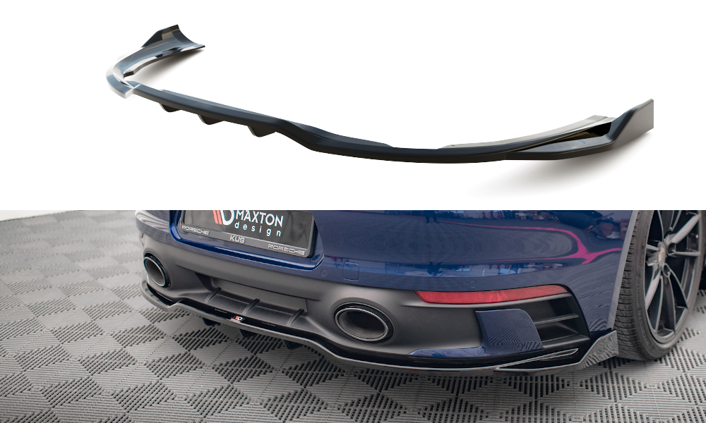 Mittlerer Cup Diffusor DTM Look Heck Ansatz V.2 für Porsche 911 Carrera Aero / Carrera GTS 992 schwarz Hochglanz