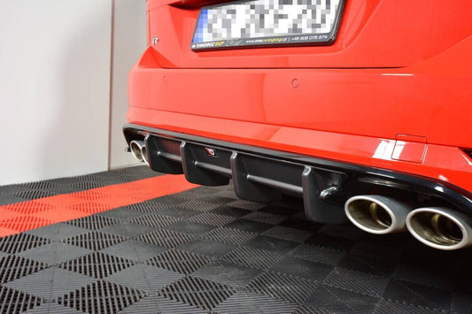 Diffusor Heck Ansatz für VW Golf R Variant Mk7 Facelift schwarz Hochglanz
