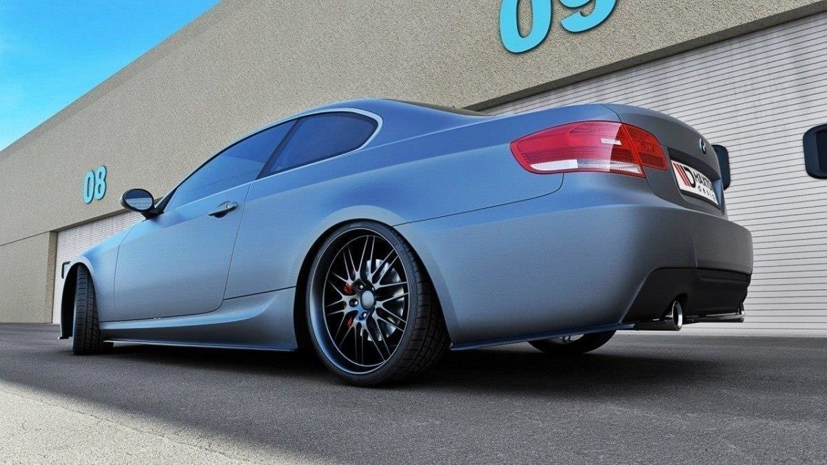 Heck Ansatz Flaps Diffusor für BMW 3er E92 M Paket schwarz Hochglanz