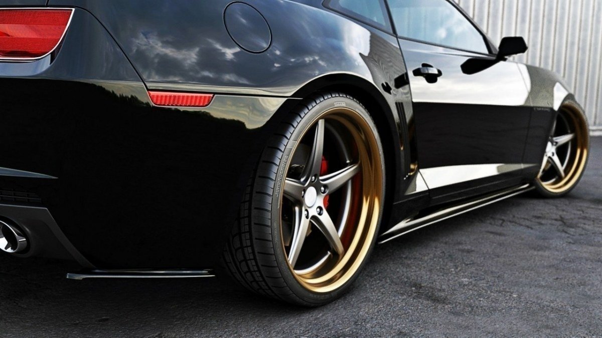 Heck Ansatz Flaps Diffusor für CHEVROLET CAMARO V SS - EU, US VERSION (vor Facelift) Carbon Look