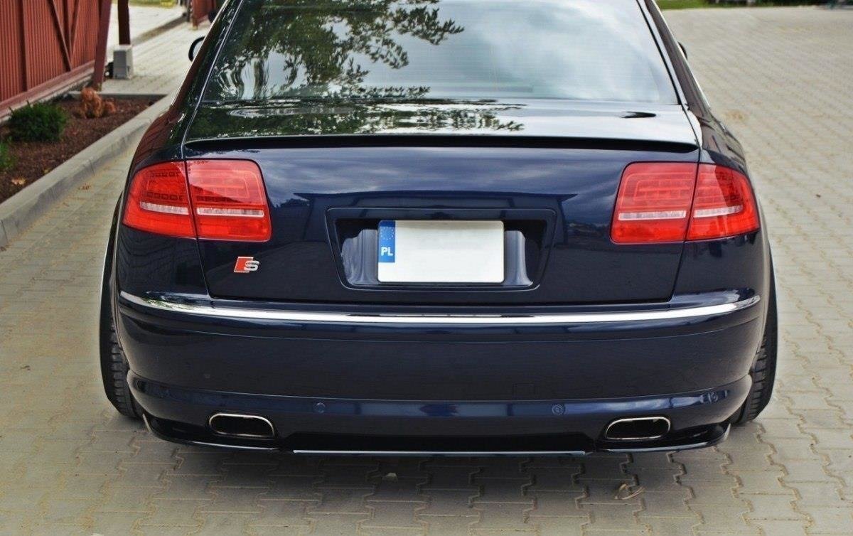 Heck Ansatz Flaps Diffusor für Audi A8 W12 D3 schwarz Hochglanz