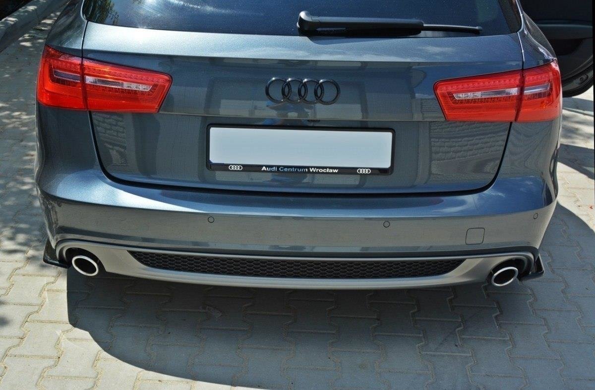 Heck Ansatz Flaps Diffusor für AUDI A6 C7 S-LINE AVANT Carbon Look