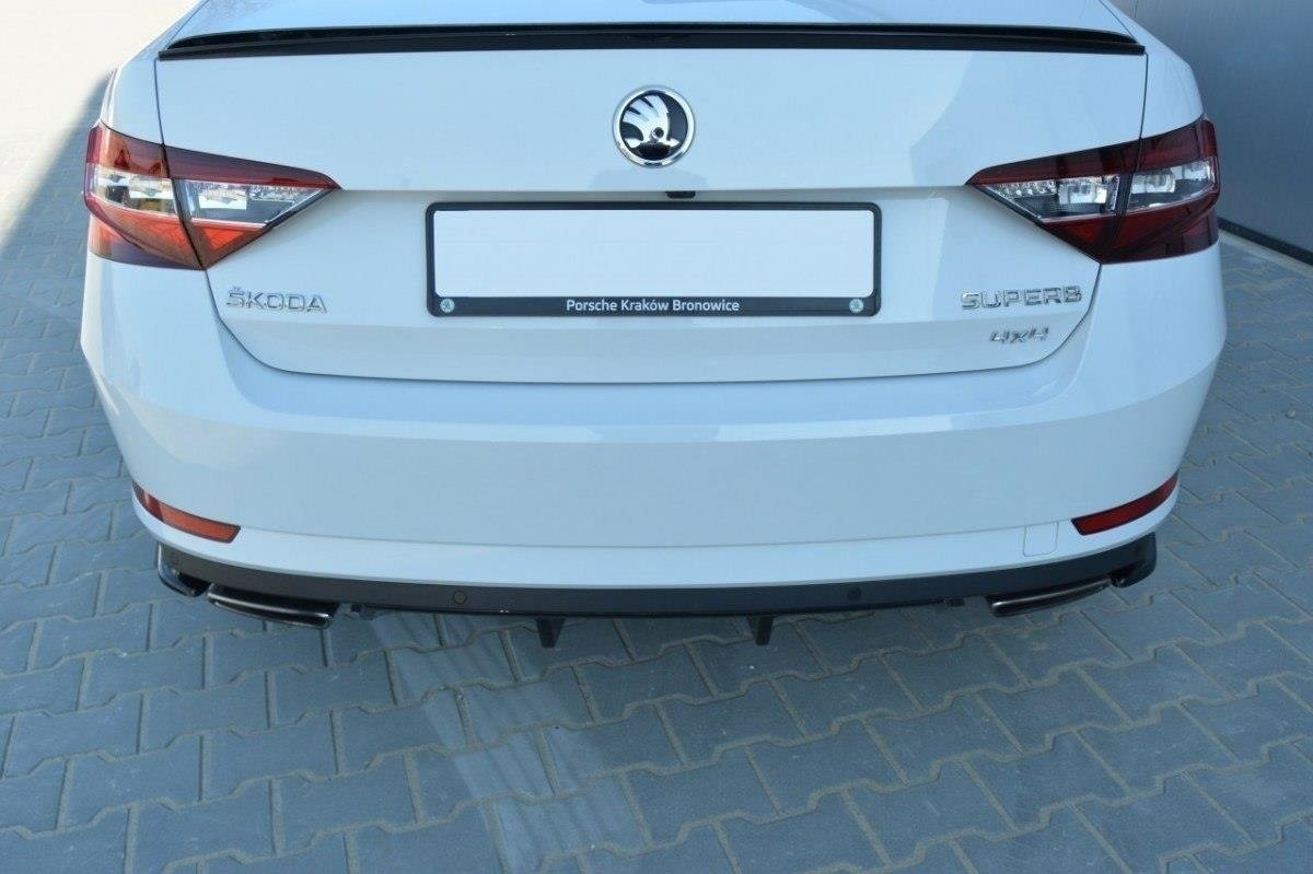 Heck Ansatz Flaps Diffusor für SKODA SUPERB III schwarz matt