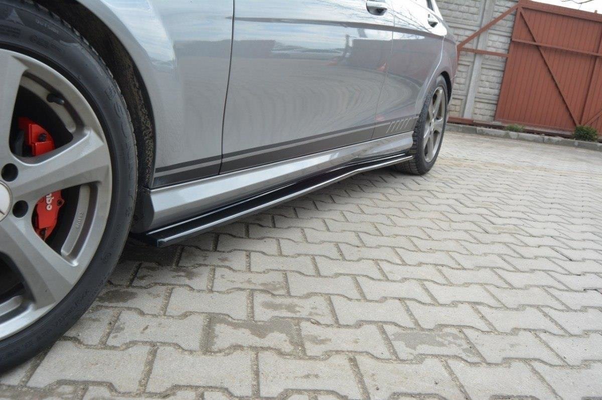 Seitenschweller Ansatz für Mercedes-Benz C Limousine / Kombi AMG-Line W204 / S204 schwarz Hochglanz