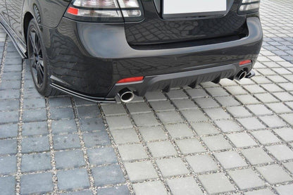 Heck Ansatz Flaps Diffusor für Saab 9-3 Aero Mk2 Facelift schwarz Hochglanz