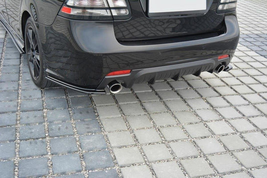 Heck Ansatz Flaps Diffusor für Saab 9-3 Aero Mk2 Facelift schwarz Hochglanz