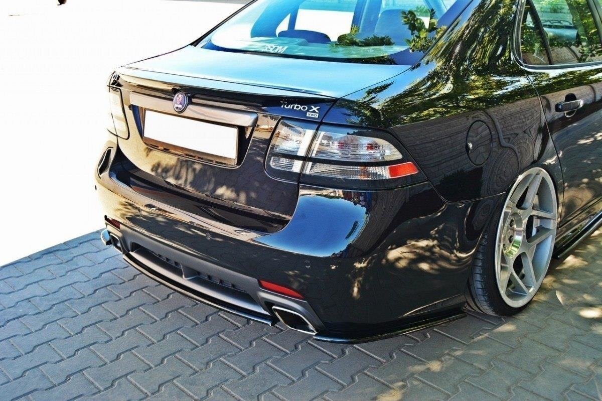 Heck Ansatz Flaps Diffusor für SAAB 9-3 TURBO X schwarz Hochglanz
