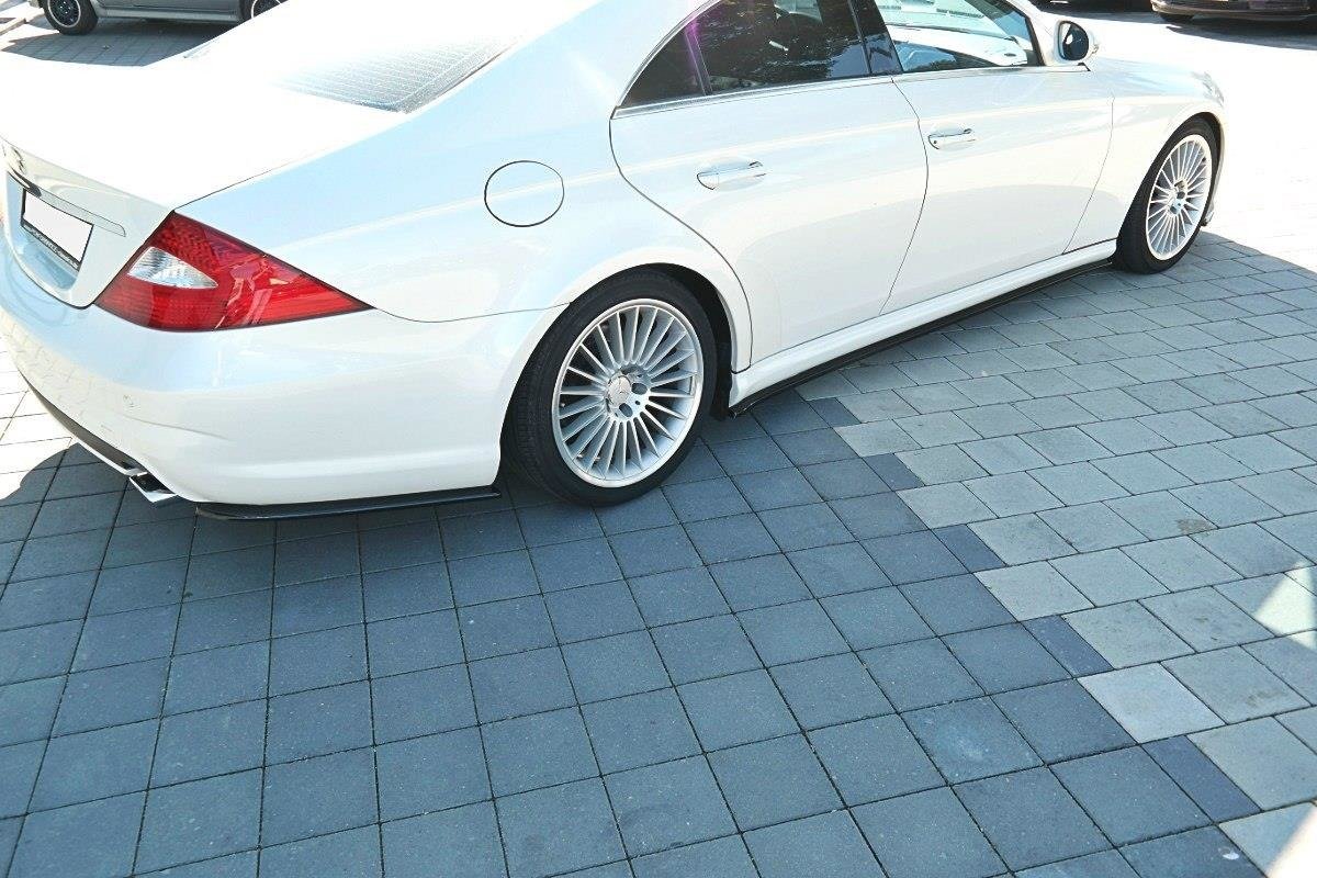 Heck Ansatz Flaps Diffusor für Mercedes CLS C219 55AMG schwarz Hochglanz