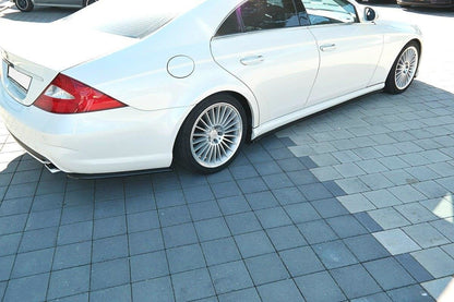 Heck Ansatz Flaps Diffusor für Mercedes CLS C219 55AMG schwarz Hochglanz
