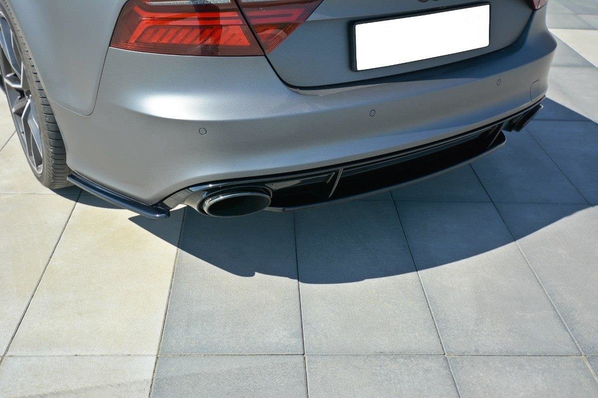 Heck Ansatz Flaps Diffusor für Audi RS7 Facelift Carbon Look