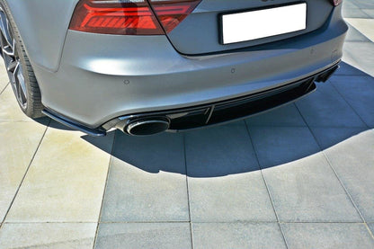Mittlerer Diffusor Heck Ansatz für Audi RS7 C7 FL schwarz matt