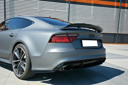 Heck Ansatz Flaps Diffusor für Audi RS7 Facelift Carbon Look