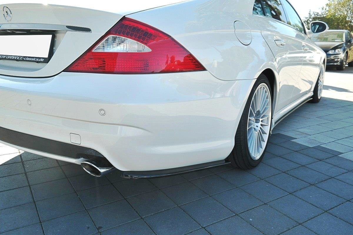 Heck Ansatz Flaps Diffusor für Mercedes CLS C219 55AMG schwarz Hochglanz