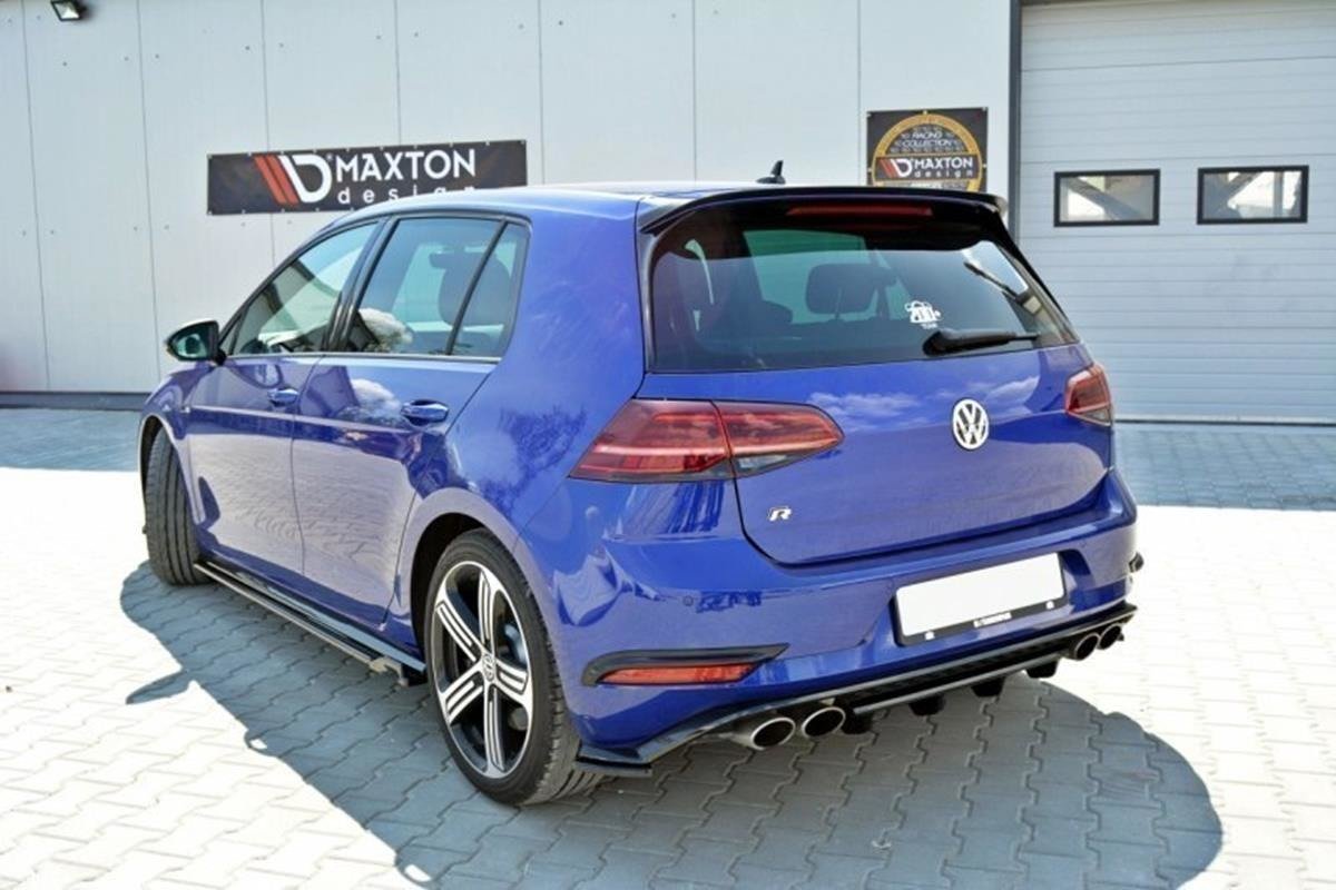 Mittlerer Diffusor Heck Ansatz für VW GOLF 7 R Facelift schwarz matt