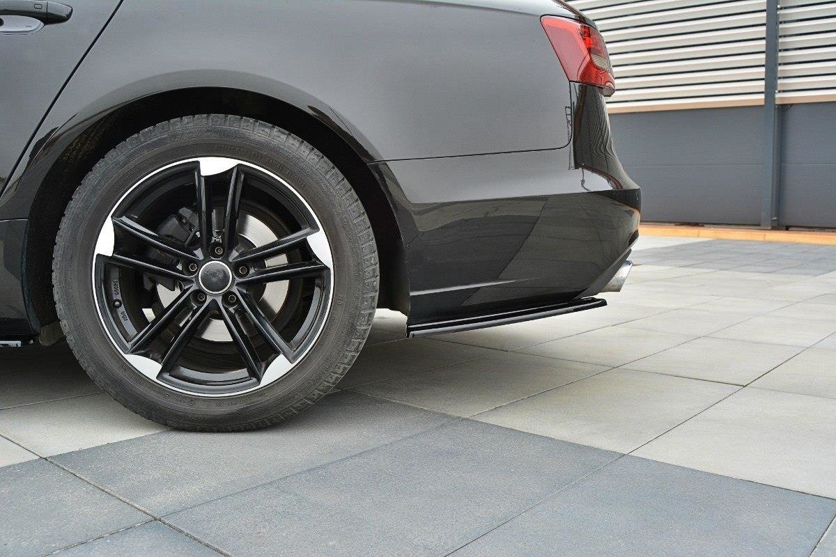 Heck Ansatz Flaps Diffusor für Audi A6 C7  schwarz matt