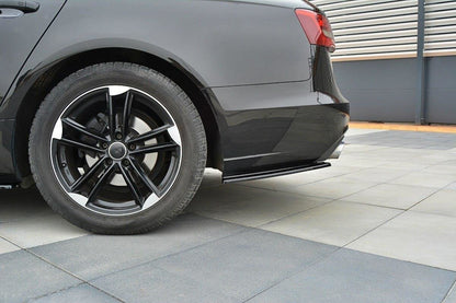 Heck Ansatz Flaps Diffusor für Audi A6 C7  schwarz matt