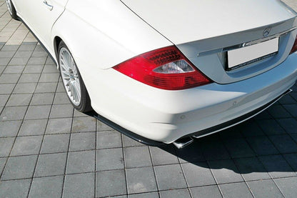 Heck Ansatz Flaps Diffusor für Mercedes CLS C219 55AMG schwarz Hochglanz