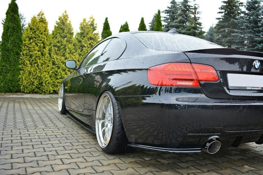 Heck Ansatz Flaps Diffusor für BMW 3er E92 M Paket FACELIFT schwarz Hochglanz