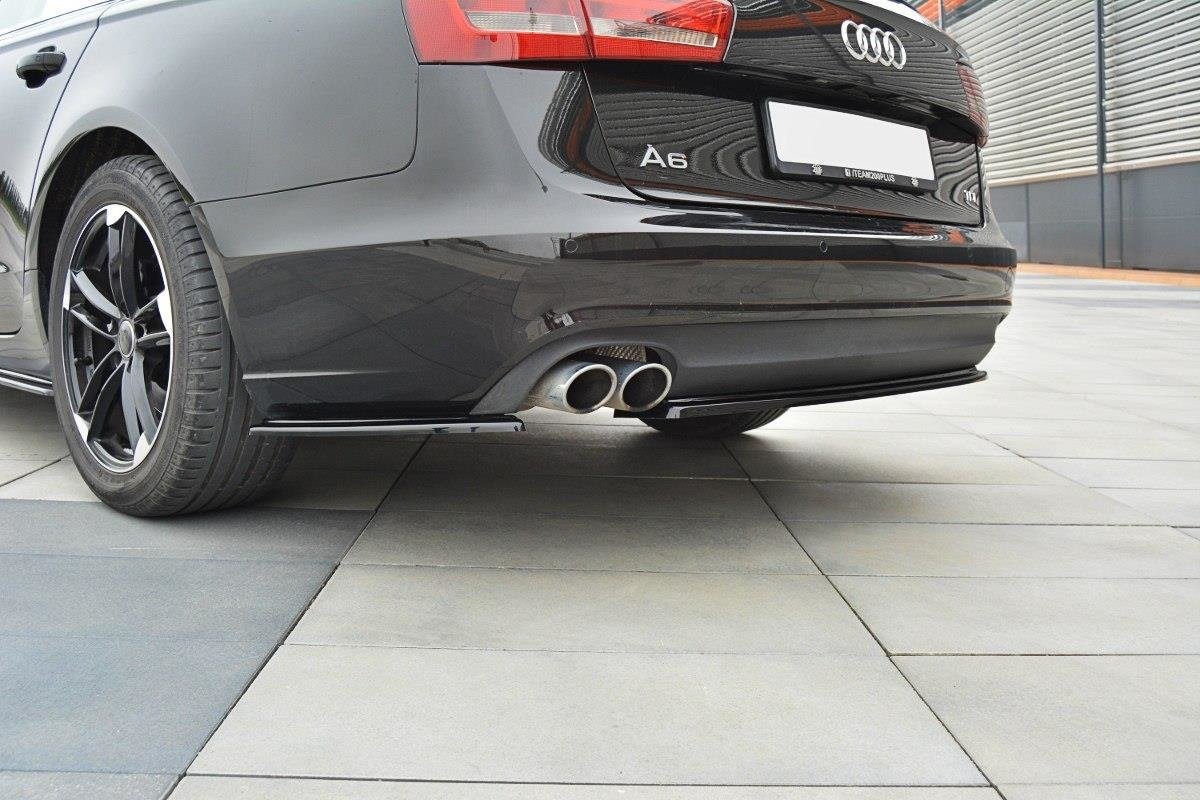 Heck Ansatz Flaps Diffusor für Audi A6 C7  schwarz matt