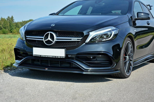 Front Ansatz V.1 für Mercedes A W176 AMG Facelift schwarz Hochglanz