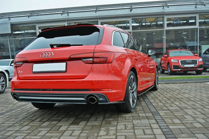 Heck Ansatz Flaps Diffusor für Audi A4 B9 S-Line schwarz Hochglanz