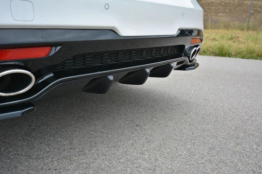 Diffusor Heck Ansatz für Kia Stinger Gt / GT-Line Mk1 schwarz Hochglanz
