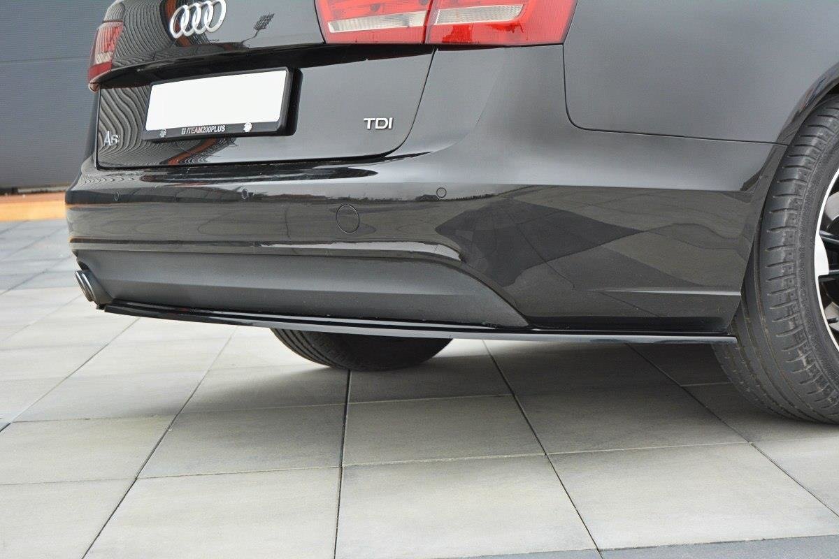 Heck Ansatz Flaps Diffusor für Audi A6 C7  schwarz matt