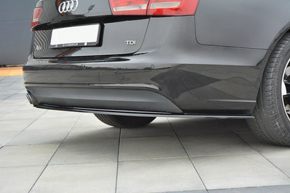 Heck Ansatz Flaps Diffusor für Audi A6 C7  schwarz matt