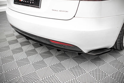 Diffusor Heck Ansatz für Tesla Model S Facelift schwarz Hochglanz