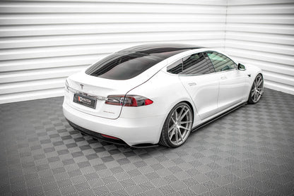 Diffusor Heck Ansatz für Tesla Model S Facelift schwarz Hochglanz