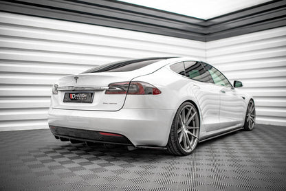 Diffusor Heck Ansatz für Tesla Model S Facelift schwarz Hochglanz