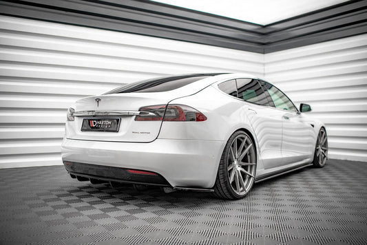 Diffusor Heck Ansatz für Tesla Model S Facelift schwarz Hochglanz