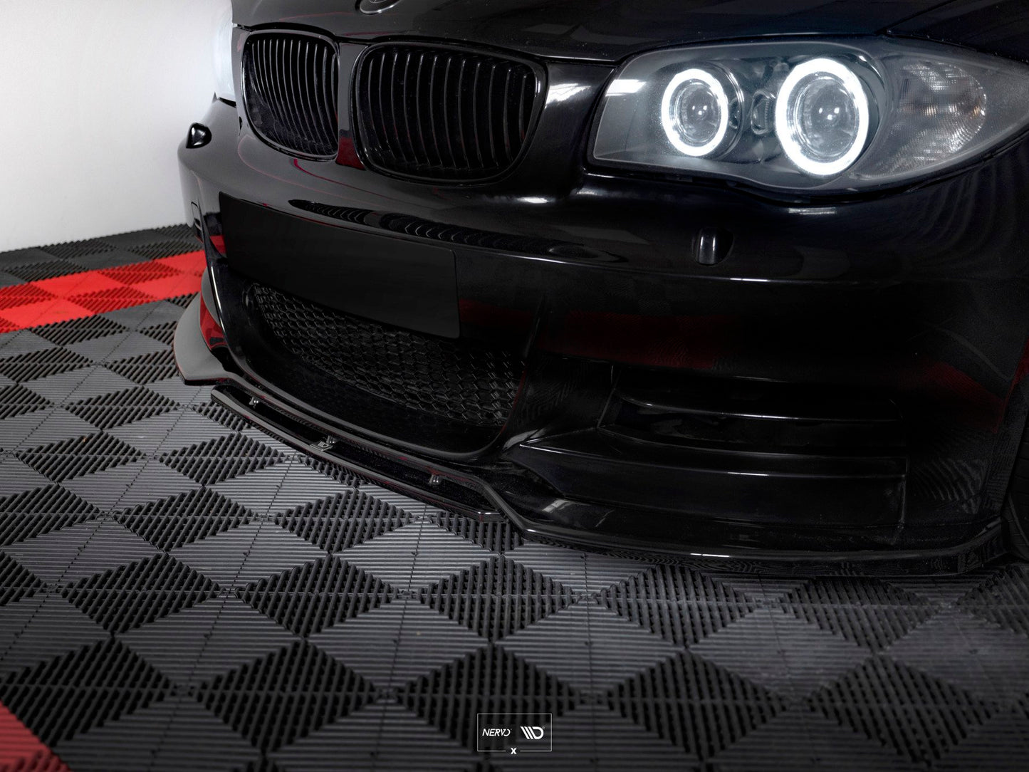 Front Ansatz V.1 für for BMW 1er E82 FACELIFT M Paket schwarz Hochglanz
