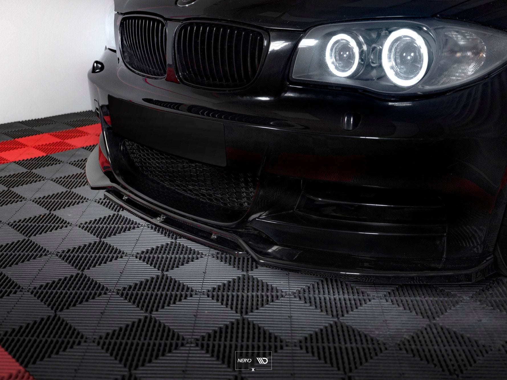 Front Ansatz V.1 für for BMW 1er E82 FACELIFT M Paket schwarz Hochglanz