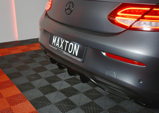 Diffusor Heck Ansatz für MERCEDES- BENZ C-KLASSE W205 COUPE AMG-LINE schwarz Hochglanz