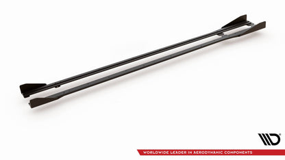 Street Pro Seitenschweller Ansatz + Flaps für VW Golf R / R-Line Mk7 Facelift schwarz Hochglanz