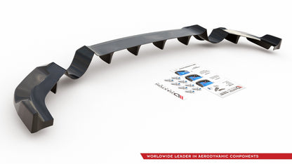Mittlerer Cup Diffusor DTM Look Heck Ansatz für Hyundai I30 N Mk3 Hatchback schwarz Hochglanz