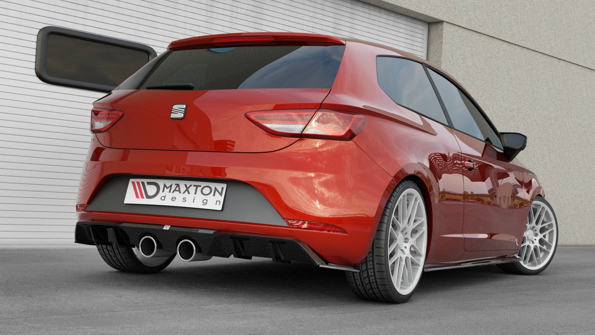 Diffusor Heck Ansatz V.2 für Seat Leon Cupra Mk3 FL Hatchback schwarz Hochglanz