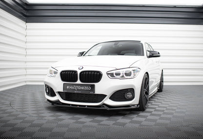Front Ansatz V.5 für BMW 1er M-Paket / M140i F20 Facelift schwarz Hochglanz