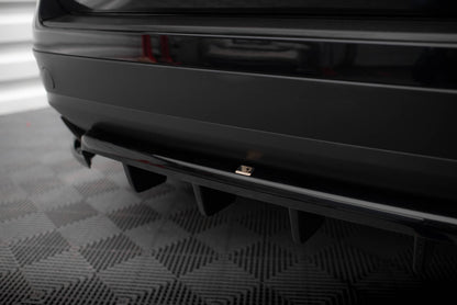 Mittlerer Cup Diffusor DTM Look Heck Ansatz für VW Touareg Mk2 schwarz Hochglanz