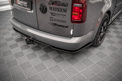 Mittlerer Diffusor Heck Ansatz für Volkswagen Caddy Long Mk3 Facelift schwarz matt