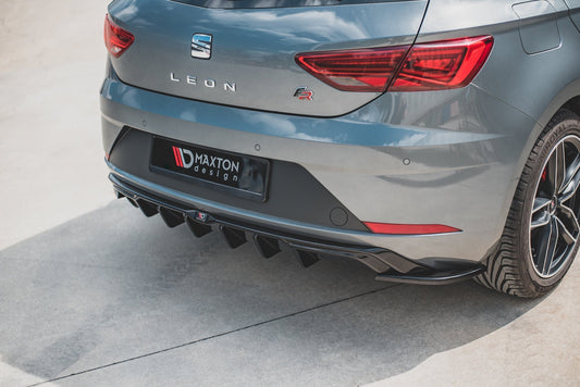 Diffusor Heck Ansatz für SEAT Leon Mk3 FR Facelift schwarz Hochglanz